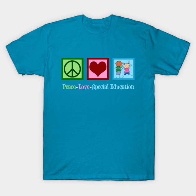 Peace Love Special Education Teacher T-Shirt by epiclovedesigns